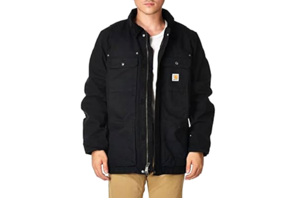 Carhartt  Męski pełny swing luźny krój sprana kaczka izolowany tradycyjny płaszcz, Czarny, L