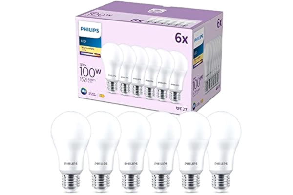 Philips PHILIPS LED multipack: 13W (100W), E27, A67, Varmvitt 2700 Kelvin, Frostad plast, 1521 lumen, Ej dimbar, 15000 timmar livslängd, 6 pack Vit, 929002306876