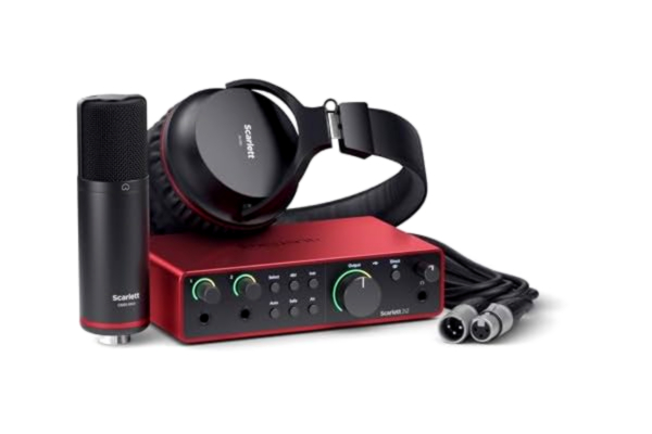 Focusrite  Scarlett 2i2 Studio 4:e gen USB-ljudkort-paket för låtskrivaren med kondensatormikrofon and hörlurar för inspelning, streaming och podcasting