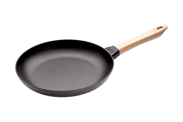 Staub  Cast Iron Pan with Wooden Handle, Suitable for Induction, 28 cm, Black