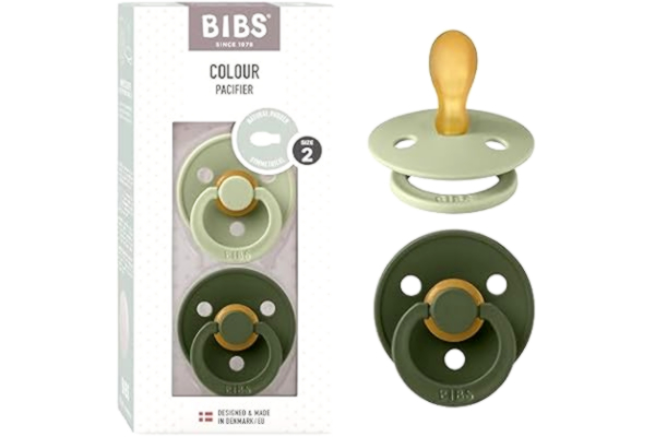 Bibs BIBS Colour Napp 2-pack, BPA-fri napp, Symmetrisk sugdel. Naturgummilatex, Tillverkat i Danmark/EU. Storlek 2 (2-pack), Sage/Hunter Green