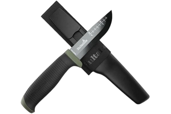 Hultafors  Messer OK4 (Outdoormesser, Scandischliff, Klinge aus japanischem Messerstahl, Härte 58-60 HRC, rutschfester Griff, inkl. Köcher) 483198