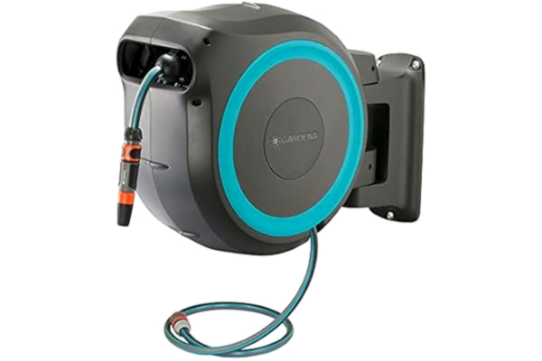 Gardena  Wall-Mounted Hose Box RollUp XL (turquoise) 35 m: Versatile watering system for large gardens, swivel hose box, including high-quality 35 m Gardena hose and mounting kit (18630-20)