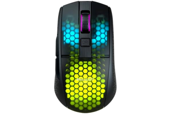 Roccat  Burst Pro Air - Souris de jeu RGB sans-fil légère et symétrique, avec capteur optique Owl-Eye de 19 000 PPP, interrupteurs optiques, ROCCAT Titan Wheel, poids de 81 grammes, noire