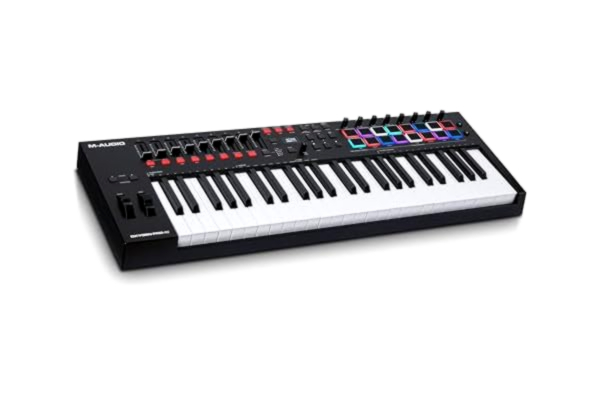 M-Audio M-AUDIO Oxygen Pro 49 - USB MIDI Keyboard Controller med 49 tangenter, Beat Pads, MIDI-tilldelningsbara rattar, knappar och faders samt Native Instruments Sound Package (NKS Integration)