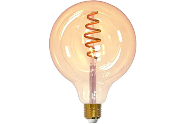Airam AIRAM Smarta Hem Filamnet LED Glödlampa - 125mm Amber spiral CCT LED lampa med WiFi-styrning - 5,5 Watt med E27 Sockel LED lampa 1800-3000 med 350 lumen - 15000 Timmars Brinntid