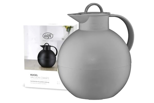 Alfi alfi Kugel 0,94 l, grafit grå matta, plast isoleringskanna med hygienisk hård glasinsats, vridlås, designstycke, kulformad termokanna, perfekt som kaffekanna, tekanna, BPA-fri