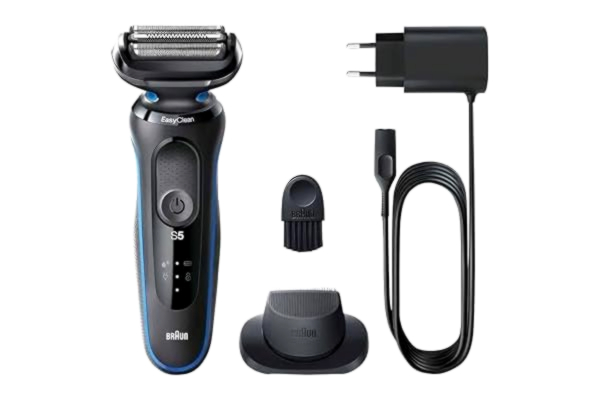 Braun  Series 5 51-B1200s Rakapparat För Män Med Easyclick Precisionstrimmertillbehör, Easyclean, Wet & Dry, Laddningsbar, Sladdlös Elektrisk Rakapparat Med Skärblad, Blå