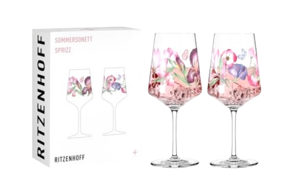 Ritzenhoff RITZENHOFF 3461008 aperitifglas 500 ml – set om 2 – serie sommarsonett – 2 stycken, motiv blad, blommor – Made in Germany, rosa, lila, grön