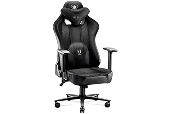 Diablo  X-Player 2.0 Chaise Gaming Pour Les Enfants Fauteuil de Gamer de Bureau Accoudoirs 3D Design Ergonomique Tissu Skaï Oreiller Coussin Lombaire Noir Kids (S)