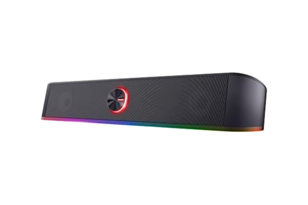 Trust  Gaming GXT 619 Thorne RGB Illuminated Soundbar, PC Speakers, 12W Peak Power, 3.5 mm Jack, USB Powered Soundbar, Stereo Sound System for PC, Desktop, Laptop, Computer - Black