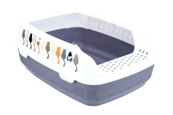 Trixie Delio kattlåda med kant grå/vit med tryckt mönster