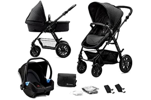 KinderKraft Kinderkraft Kinderwagen 3in1 MOOV, Combikinderwagen, Kinderwagenset, Reissysteem, met Autostoeltje, Accessoires, inklapbaar, zwart