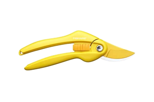 Fiskars  Bypass nożyce ogrodowe do świeżych gałęzi i gałązek, długość 20 cm, powłoka nieprzywierająca, ostrza ze stali węglowej/uchwyty z tworzywa sztucznego, szafran, inspiracja, 1027494