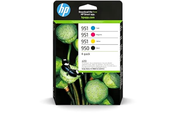HP  950/951 förpackning med 4 originalbläckpatroner i svart, cyan, magenta och gul (6ZC65AE) (förpackningen kan variera)