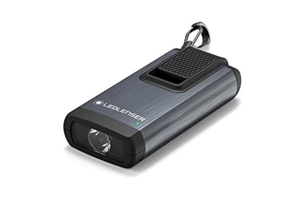 LED Lenser Ledlenser K6R nyckelringlampa, 400 lumen, uppladdningsbar, med USB A gränssnitt, med rött ljus (grå)