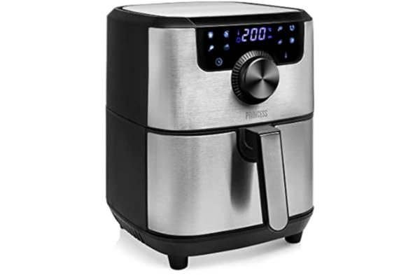Princess  182033 Hot Air Fryer with Stainless Steel Design, Digital Display, Keep Warm Function, Capacity 4.5 L (for approx. 1.2 kg chips), 8 Pre-Programmes, 80°-200°, 1500 Watt