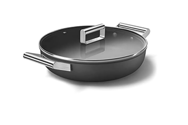 SMEG Smeg Traktørpanne m/lokk 28 cm, Svart