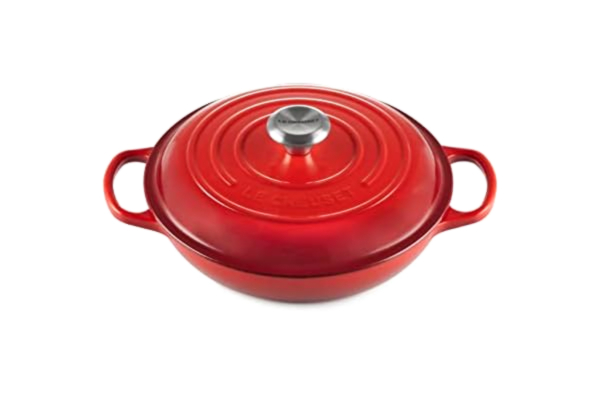 Le Creuset  Signature Enamelled Cast Iron Shallow Casserole Dish With Lid, 30 cm, 3.5 Litres, Cerise Red, 21180300602430