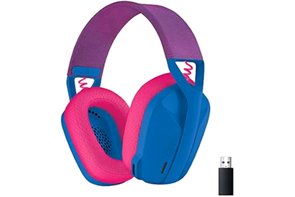 Logitech  G G435 LIGHTSPEED och Bluetooth trådlöst spelheadset – lätta over-ear-hörlurar, inbyggda mikrofoner, 18 timmars batteri, Dolby Atmos, PC, PS4, PS5, Nintendo Switch/Switch 2, mobil - Blå