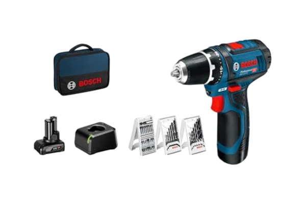 Bosch  Professional 12V System sladdlös borrskruvdragare GSR 12V-15 (tillbehörsset 39 delar, 1 x 2,0 Ah-batteri, 1 x 4,0 Ah batteri, laddare i väska)