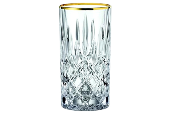Nachtmann Spiegelau & Nachtmann, 2-delat longdrinkset, longdrinkglas med guldkant, kristallglas, 375 ml, Noblesse Gold Edition, 104031, transparent