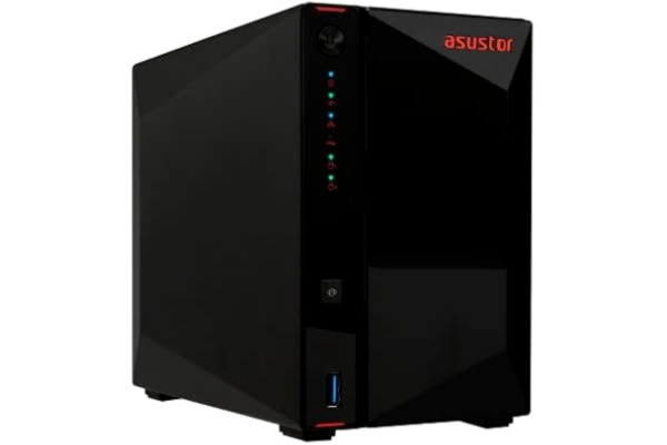 Asustor  NIMBUSTOR 2 (AS5202T) 2-komorowa obudowa NAS, dwurdzeniowy procesor 2,7 GHz, 2 GB DDR4, USB 3.2, porty 2,5 GbE, zewnętrzna diamentowa