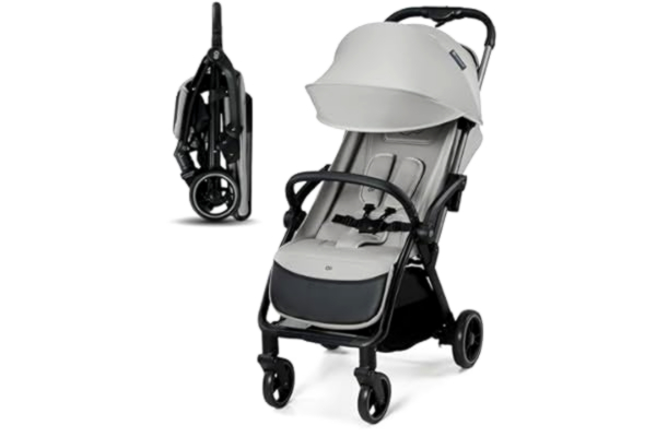 KinderKraft Kinderkraft APINO Lätt barnvagn, resevagn, automatisk hopfällning, AUTO FOLDING, lätt att klämma fast, justerbart ryggstöd i liggläge, maxvikt upp till 24 kg, grå