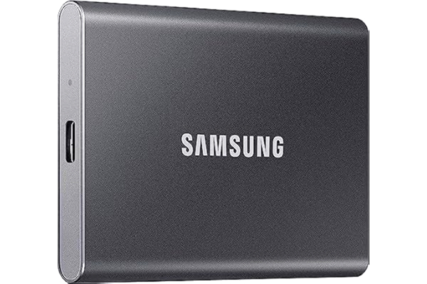 Samsung  Portable SSD T7 (MU-PC2T0T/WW), 2 TB, USB 3.2 Gen.2, 1050 MB/s läsning, 1 000 MB/s skriva, extern hårddisk för Mac, PC, smartphone och spelkonsol, metallisk svart