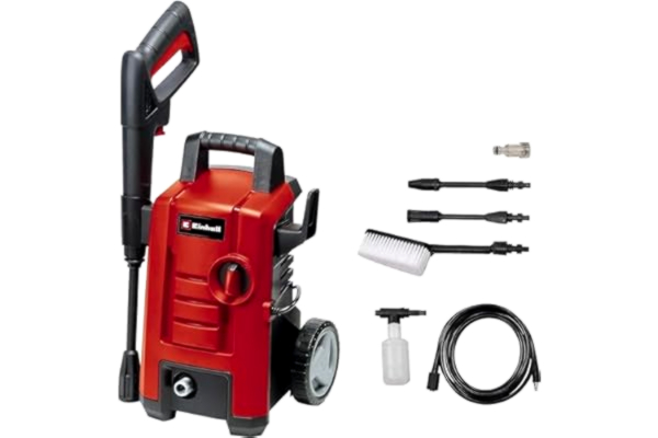 Einhell  TC-HP 130 Högtryckstvätt | 1 500 W Eltvättare, 130 bar, 390 l/h | Jet-Wash Kit med 5 m högtrycksslang, pistol, lans, olika rengöringsmunstycken, borstar och spraybehållare