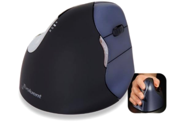 Evoluent  Pionowa mysz 4 prawe bezprzewodowe przesyłanie radiowe, mysz komputerowa, PC / Mac, 2 sposoby