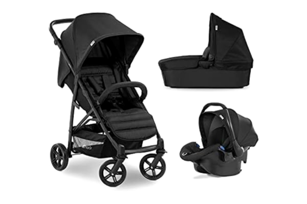 Hauck  Poussette Combinée 3en1 Rapid 4 Trio Set/Jusqu'à 25 kg/Nacelle avec Matelas/Système de Voyage avec Siège Auto, Noir, 1 Unité