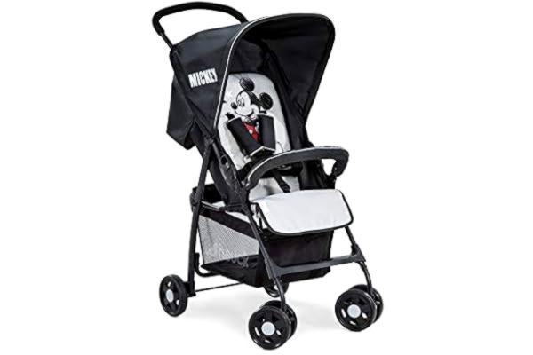 Hauck  Disney Lightweigt Pushchair Sport / Compact Folding / Fully Reclining / Lie-Flat Position From Birth / XL Shopping Basket / Sun Canopy / Up to 18 Kg / Mickey Mouse / Black Grey