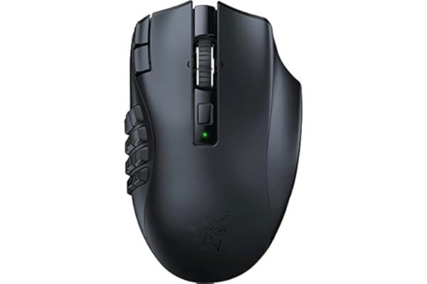 Razer  Naga V2 HyperSpeed - Trådlös ergonomisk MMO-spelmus (med 19 programmerbara knappar, HyperSpeed Wireless (2,4 GHz), upp till 250 timmars batteritid, optisk sensor Focus Pro 30K) Svart
