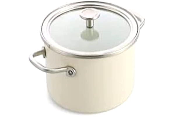 KitchenAid  Stålkärna emalj 20 cm/3,7 liter gryta med lock, tysk konstruerad emalj, induktion, ugnssäker, mandelkräm