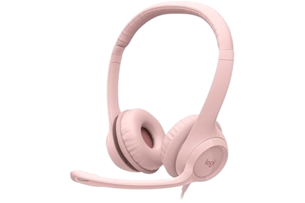 Logitech  H390 trådbundet headset för PC/bärbar dator, stereohörlurar med brusreducerande mikrofon, USB-A, in-line kontroller, fungerar med Chromebook - Rosa