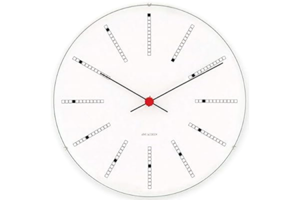 Rosendahl Arne Jacobsen väggklocka Ø 21 cm Bankers originaldesign kreativa detaljer, vit