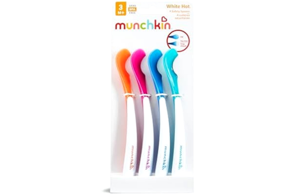 Munchkin  White Infant Safety Spoons, Multicoloured, Pack of 4