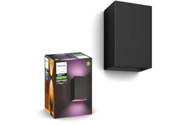 Philips  Hue Resonate svart: vägglampa för utomhusbruk, LED-modul, Philips Hue White and Color, Zigbee, IP44, trådlös, kompatibel med Amazon Alexa, Google Home Assistant och Siri