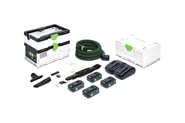 Festool  Batteridriven dammsugare mobil CTLC SYS HPC 4,0 I-Plus CLEANTEC (med huvudfilter, filterpåse, sugslang med vinkelrotationsutjämning, stoppningsmunstycke, skrem, sugkopp, energiset)