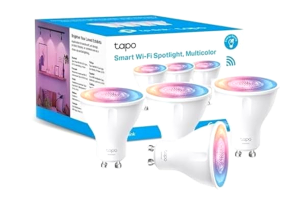 Tapo  Smart WLAN-glödlampa GU10 L630 4 st, sparar energi, 3,5 W motsvarar 50 W, dimbar lampa, kompatibel med Alexa, Google Assistant, vit, flerfärgad (4-pack)