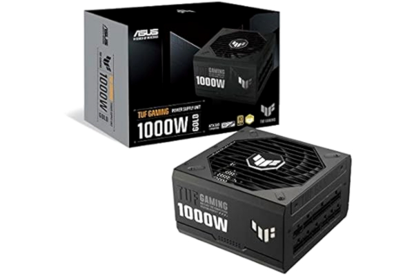 Asus TUF Gaming 1 000 W guld (1 000 watt, ATX 3.0 kompatibel helt modulär strömförsörjning, 80+ guldcertifierad, komponenter i militärkvalitet, dubbla kullager, axial-teknisk fläkt, PCB-beläggning, 10 års