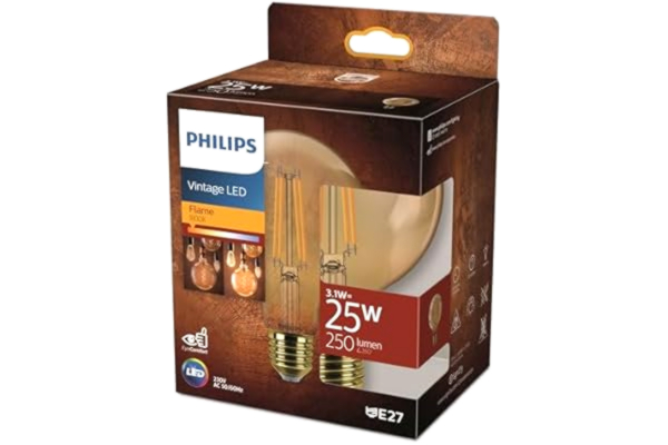 Philips  LED Vintage Classic, Bärnstensfärgad (Amber), G95 Stor glob, 25W, 1800K, E27, Ej dimbar