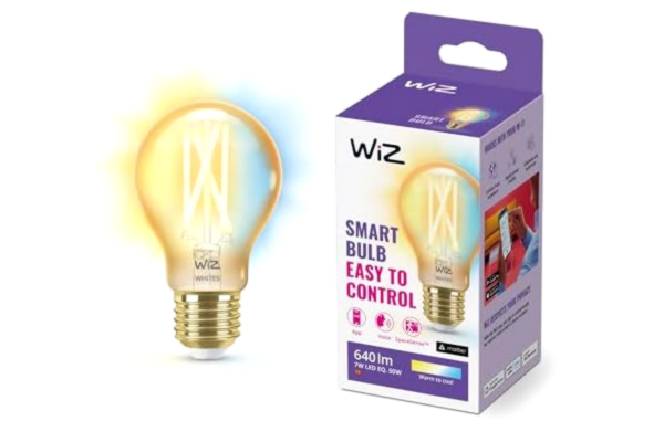 Philips WiZ Amber Tunable White - Smart LED belysning (WiFi och Bluetooth),75W, G95, E27, 2000-5000 Kelvin, Dimbar i kallvitt till varmvitt, Guldfärgat glas