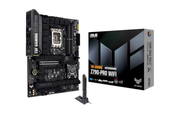 Asus ASUS TUF GAMING Z790-PRO WIFI Intel Z790 LGA 1700 moderkort, ATX DDR5, PCIe 5.0, 4 M.2-kortplatser, Intel 2,5 GB Ethernet, Wi-Fi 6E, HDMI, DP, USB Type-C, Thunderbolt 4, AEMPII, AI överklockning, Aura