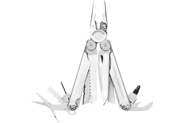 Leatherman  Wave+ Multi-Tool - 18-i-1 Robust Verktyg i Rostfritt Stål med Knivar, Tång & Tråddelare, Rostfritt Stål