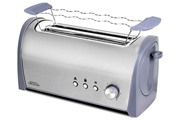 Cecotec  Steel & Toast Broodbroodrooster 2L capaciteit vier, inclusief broodhouder, 1400 W, 6 roosterstanden, opwarmen en ontdooien functie, grote kruimelbak, staal/grijs