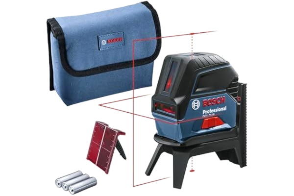 Bosch  Professional korslinjelaser GCL 2-15 (röd laser, med lodpunkter, arbetsområde: 15 m, 3 x AA-batterier, roterande fäste RM 1, lasermåltavla, skyddsväska)