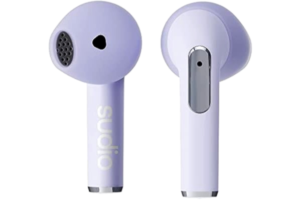 Sudio  N2 Purple Haze – True Wireless Bluetooth Open-Ear Hörlurar, Multipoint-anslutning, integrerad mikrofon för samtal, 30 timmars batteri med laddare, IPX4 vattentät, USB-C och trådlös laddning