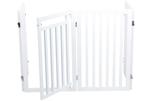 Trixie  39363 Hundspärrgaller, 4 Delar, Med Liten Dörr, 60–160 × 81 cm, Vit